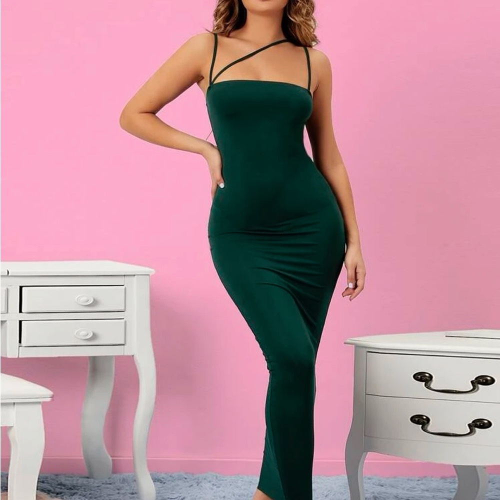 Dark Green Double Strappy Bodycon Dress